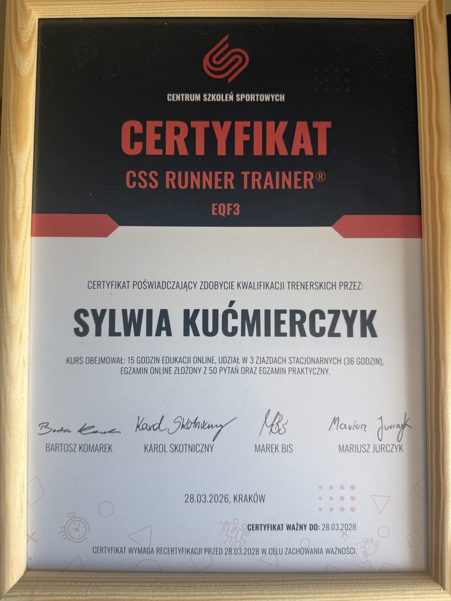 Certyfikat CSS Runner Trainer